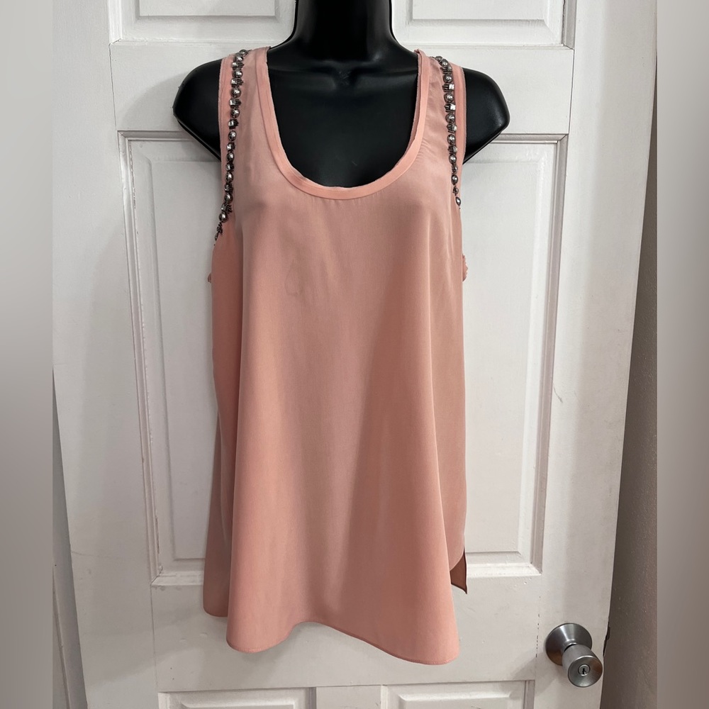 Rebecca Taylor Embellished Silk Tank Woodrose size 8